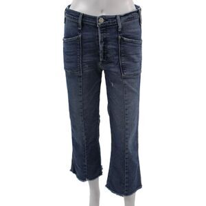 McGuire Women Cropped Dark Blue Jeans 98% Cotton Size 28